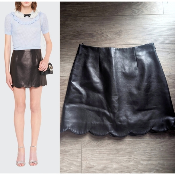 Miu Miu Dresses & Skirts - NWT Miu Miu | Black Nappa Leather Scallop Mini Skirt IT40 US4 (MPD632)